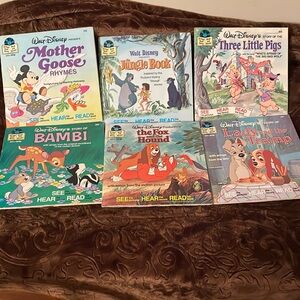 Walt Disney lot of 6 books with 33 1/3 RPM Records